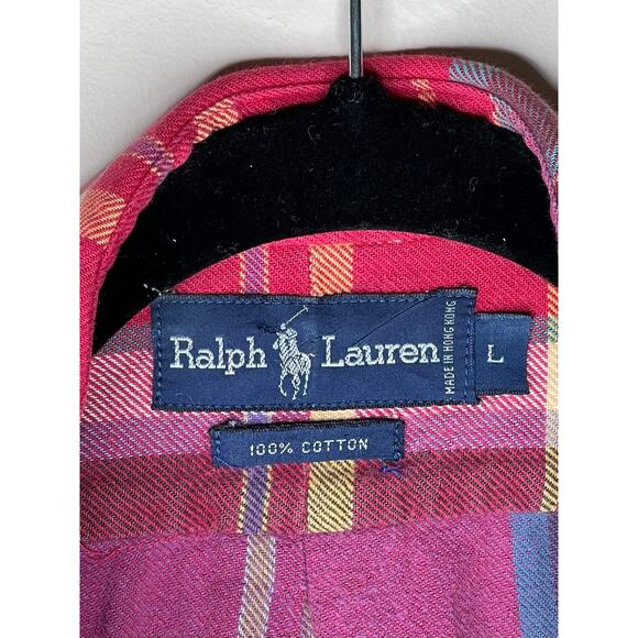 VTG Ralph Lauren BIG PLAID Flannel--Missing Buttons but not STYLE SIZE LARGE - Picture 2 of 7